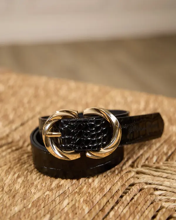 Ceinture motif croco Gianna noir