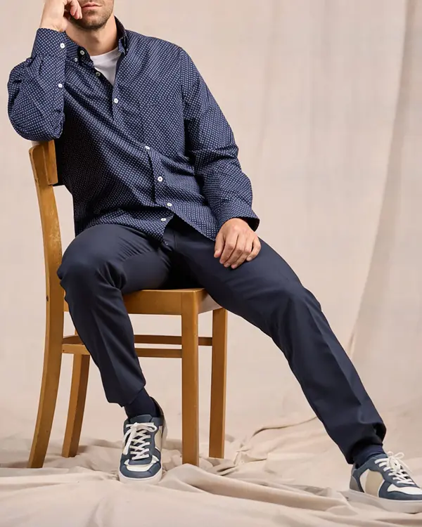 Chemise à micro motifs bleu