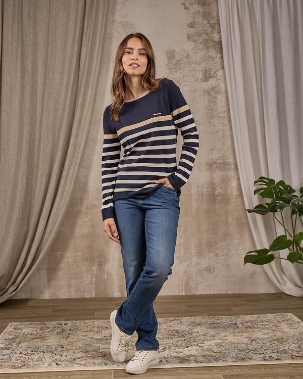 Pull rayé bleu