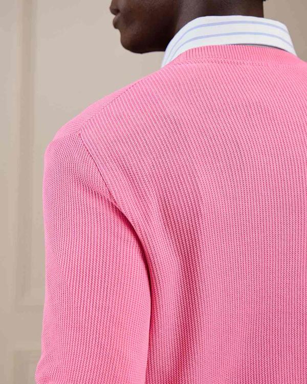 Pull nid d'abeille rose