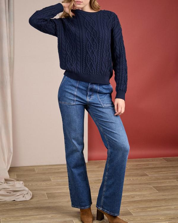 Pull torsadé bleu