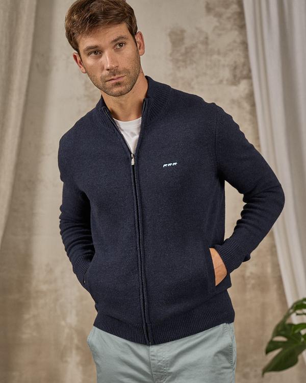 Cardigan à col camionneur bleu Cardigan à col camionneur bleu
