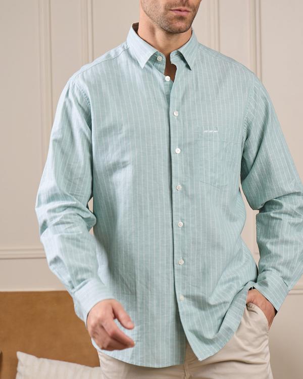 Chemise rayures fines vert
