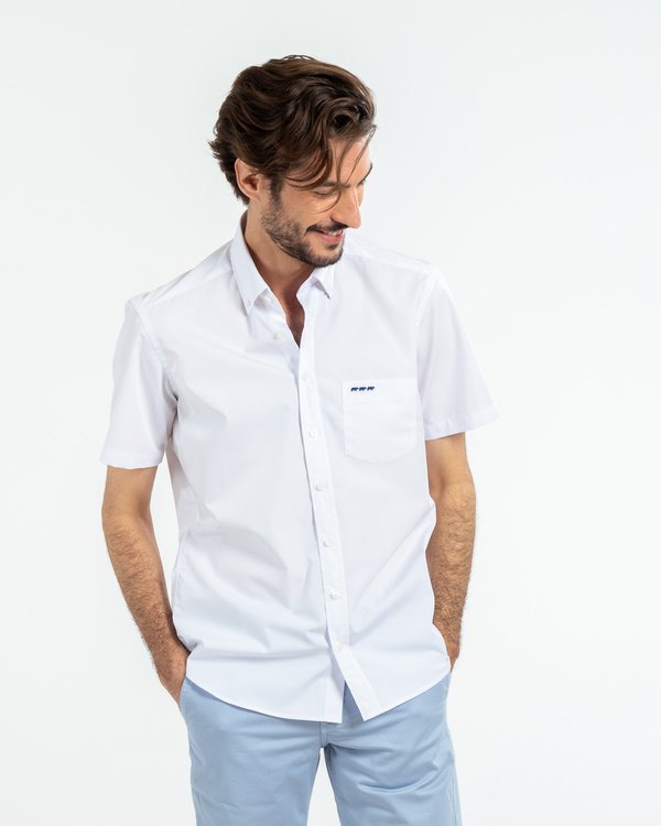 Chemise manches courtes imprimée coupe regular fit blanc Chemise manches courtes imprimée coupe regular fit blanc