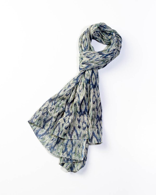 Chèche fantaisie abstrait en coton bleu