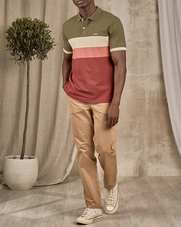 Polo à grosses rayures vert