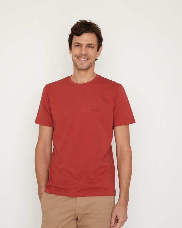 T-shirt cintré uni manches courtes col rond coton marron