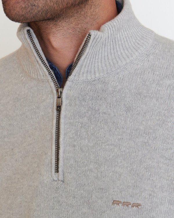 Pull col camionneur Gaston uni en fil italien 80% Laine gris Pull col camionneur Gaston uni en fil italien 80% Laine gris