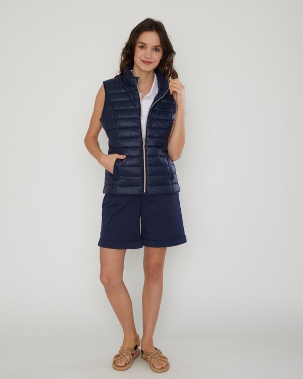 Doudoune sans manches Tina unie en polyester recyclé bleu Doudoune sans manches Tina unie en polyester recyclé bleu