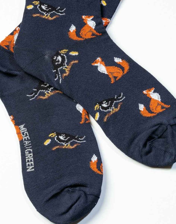 Chaussettes à motifs petits renards bleu