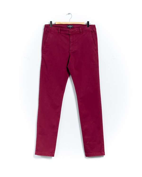 Pantalon chino Lucas uni taille élastique en coton rouge