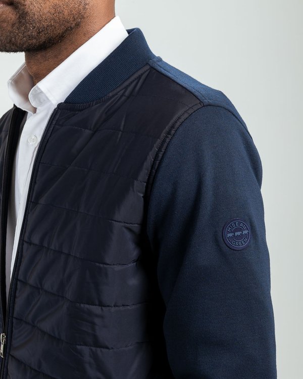 Sweat cardigan zippé col teddy bleu