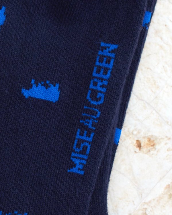 Chaussettes à motifs petites vaches en coton bleu