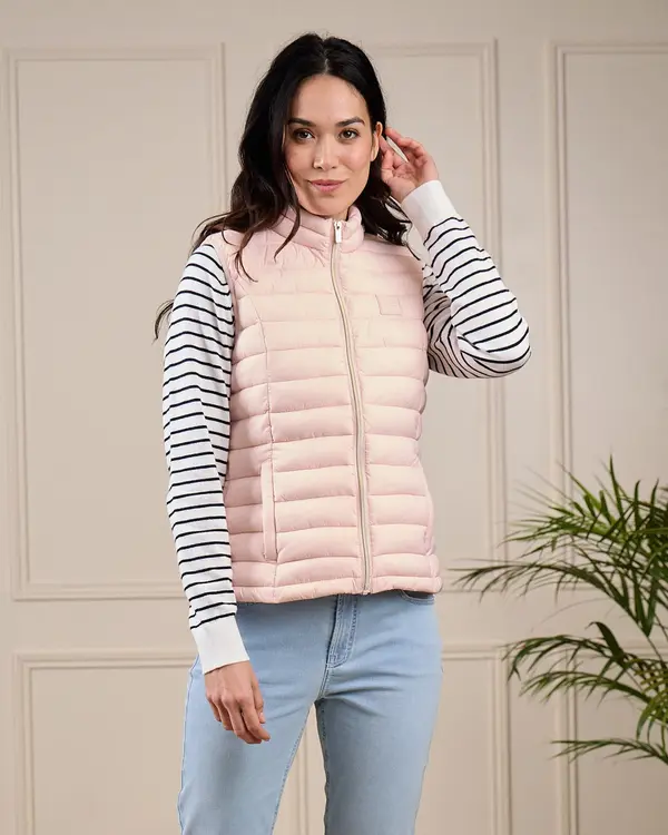 Doudoune sans manches rose