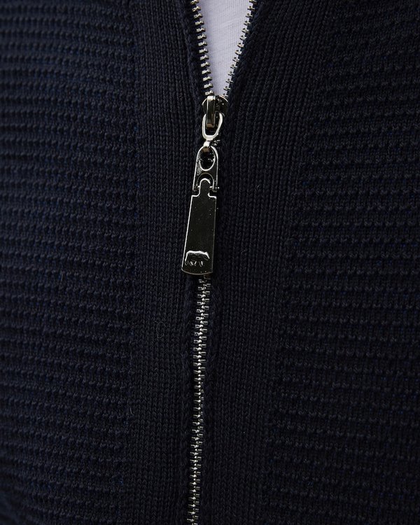 Cardigan manches longues maille vanisée 50% Mérinos bleu