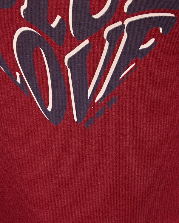 T-shirt à manches courtes sérigraphie Cœur col rond contrasté rouge