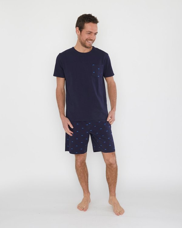 Pyjashort imprimé petites vaches bleu