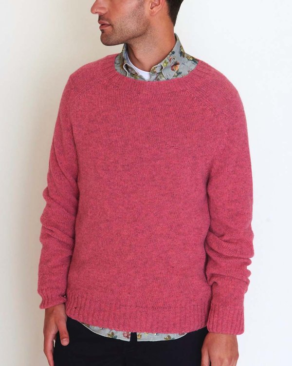 Pull tricot à manches raglan 100% laine vierge italienne rose Pull tricot à manches raglan 100% laine vierge italienne rose