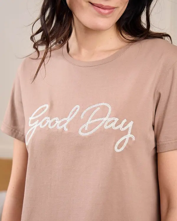 T-shirt brodé Gaëlle beige