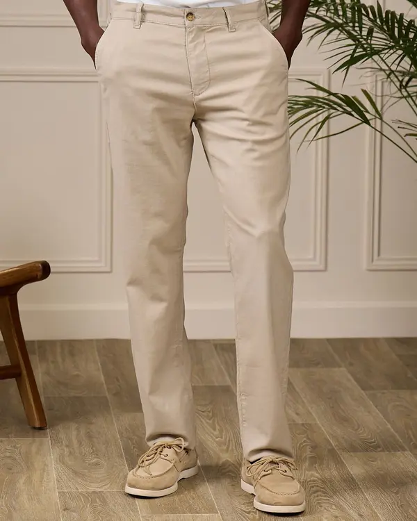 Chino coton et lin beige