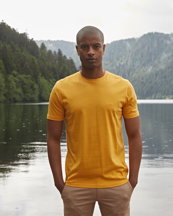 T-shirt modern fit Ethan uni manches courtes col rond coton jaune