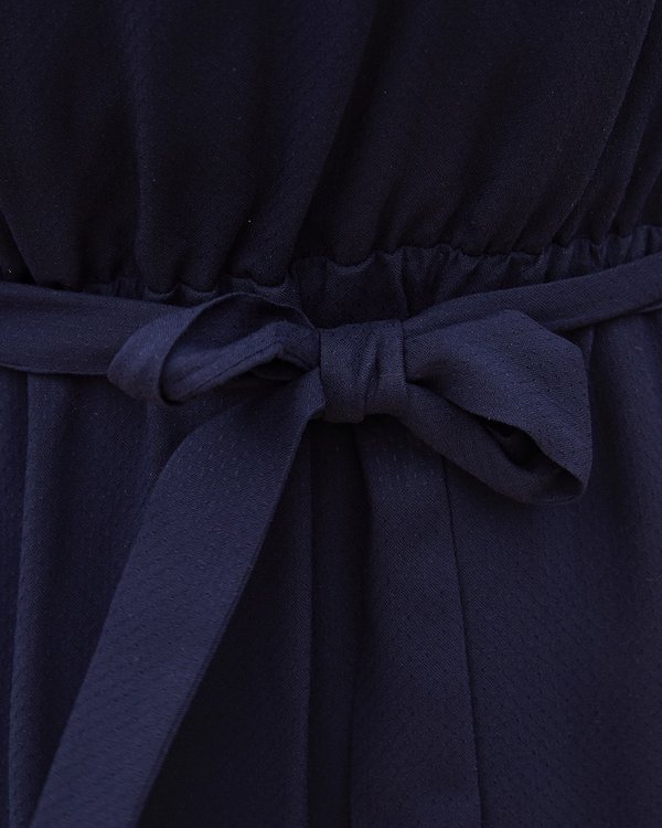 Robe encolure tressée à fines bretelles bleu Robe encolure tressée à fines bretelles bleu