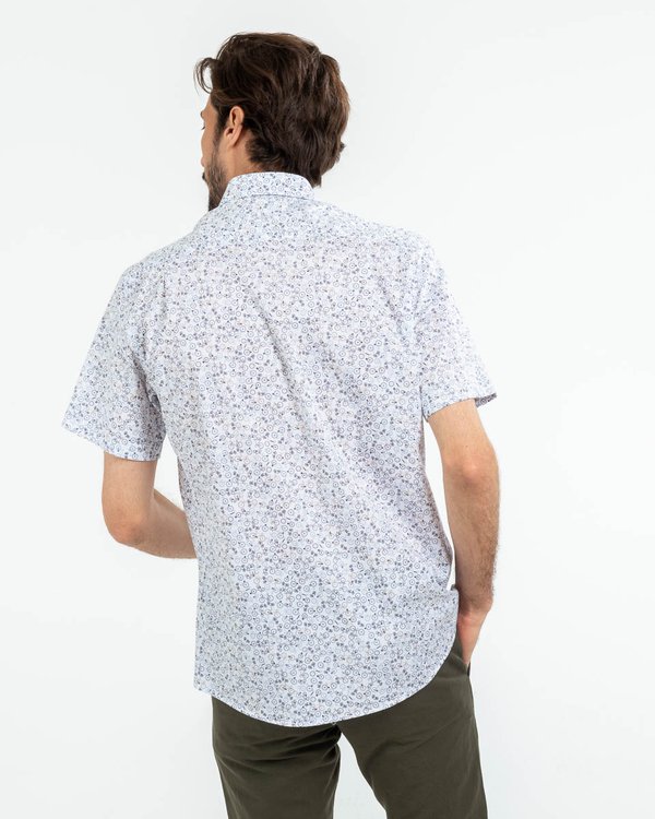 Chemise à manches courtes regular fit imprimée blanc