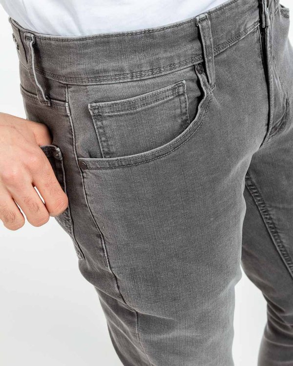 Jean modern fit uni coton et élasthanne gris