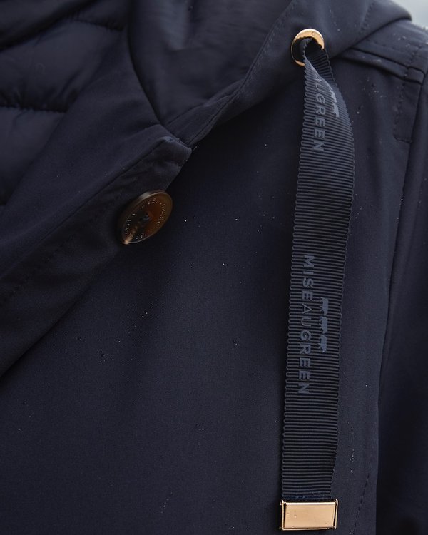 Parka imperméable unie effet 2 en 1 à capuche bleu Parka imperméable unie effet 2 en 1 à capuche bleu