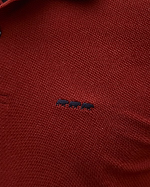 Polo modern fit manches courtes bandes épaules en coton marron Polo modern fit manches courtes bandes épaules en coton marron