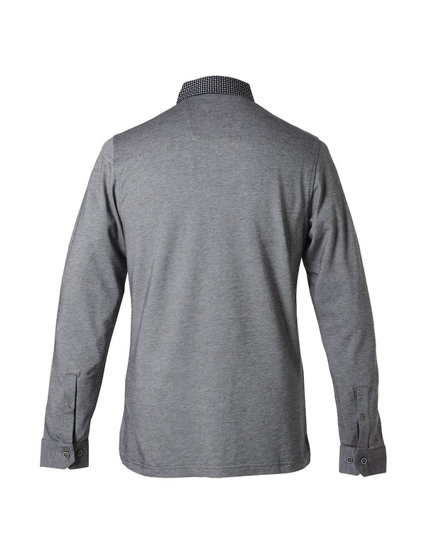 Polo modern fit manches longues col zippé uni en coton bleu