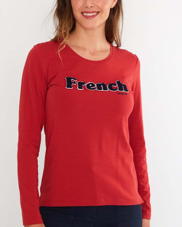 T-shirt à manches longues French en coton marron T-shirt à manches longues French en coton marron