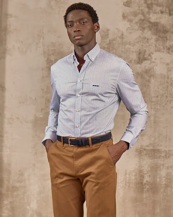 Chemise micro motifs blanc