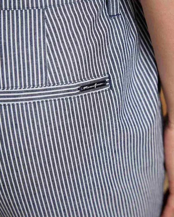 Pantalon chino rayé bleu