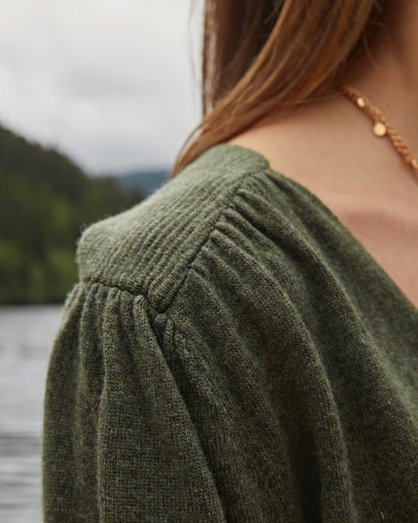 Pull cache cœur uni Mérinos et Cachemire vert Pull cache cœur uni Mérinos et Cachemire vert