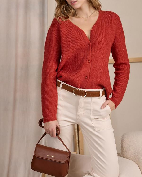 Cardigan détail lurex rouge Cardigan détail lurex rouge