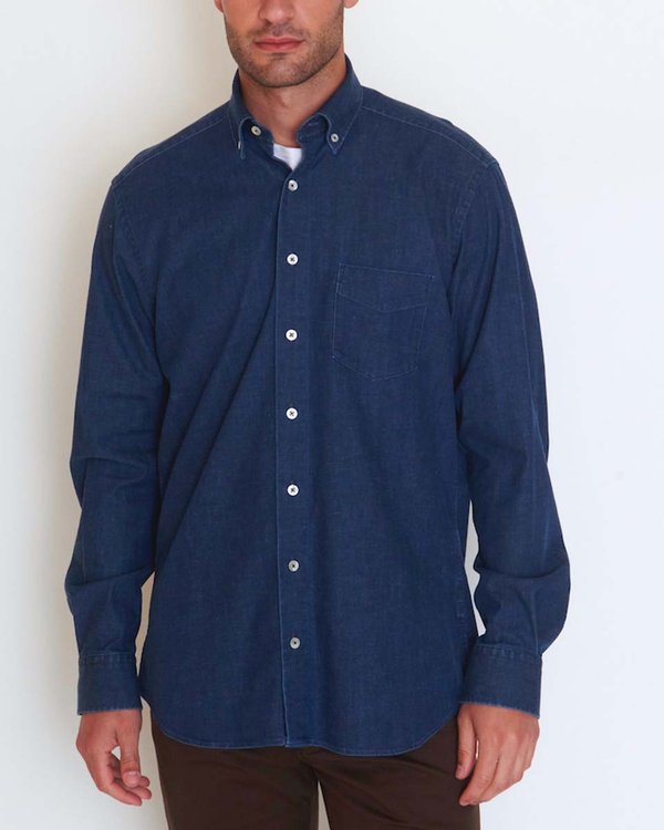 Chemise manches longues regular fit denim bleu
