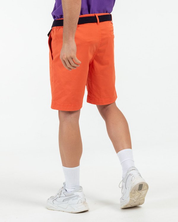 Bermuda chino uni taille élastique en coton orange