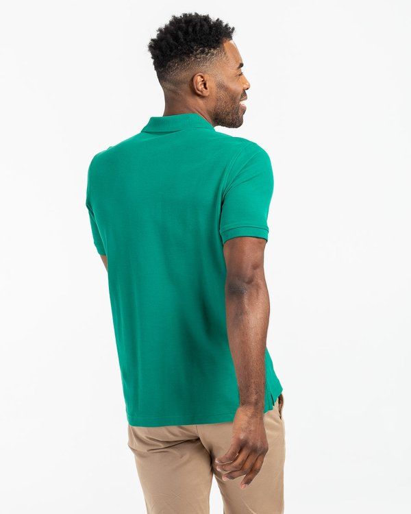 Polo piqué Douglas coupe droite manches courtes uni vert