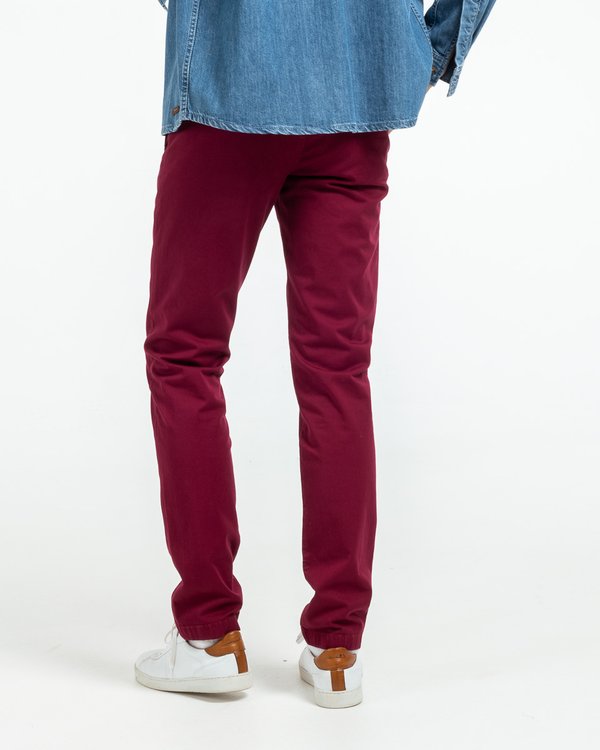 Pantalon chino Lucas uni taille élastique en coton rouge
