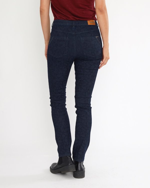 Jean imprimé ton sur ton en coton bleu Jean imprimé ton sur ton en coton bleu