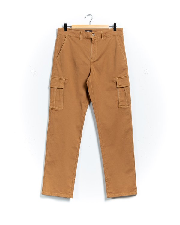 Pantalon uni coton et élasthanne beige Pantalon uni coton et élasthanne beige