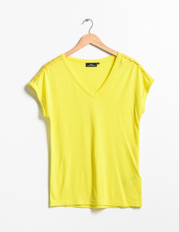 T-shirt uni col V Standard 100 by OEKO-TEX® jaune