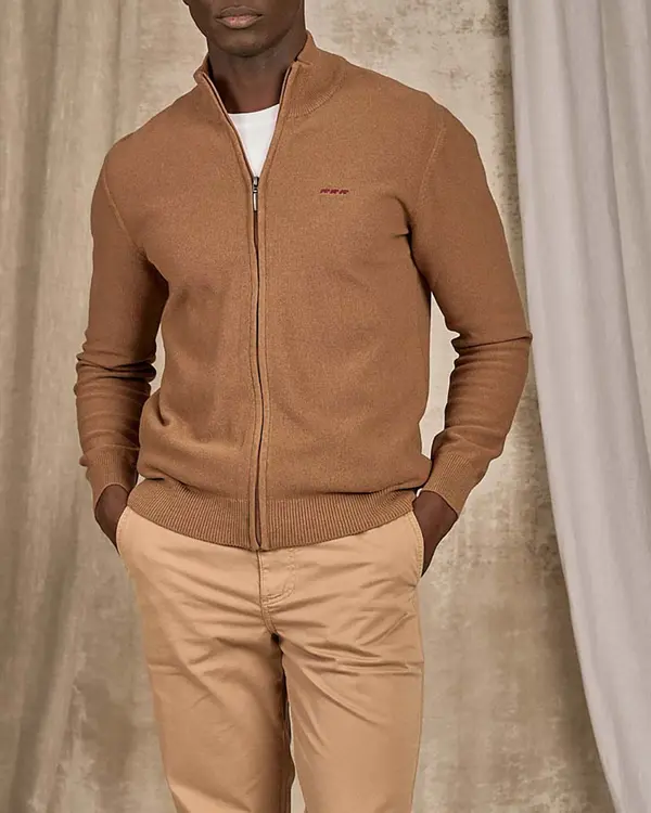 Cardigan zippé rouge