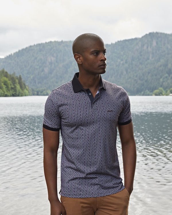 Polo manches courtes modern fit à micro motifs 100% coton Polo manches courtes modern fit à micro motifs 100% coton