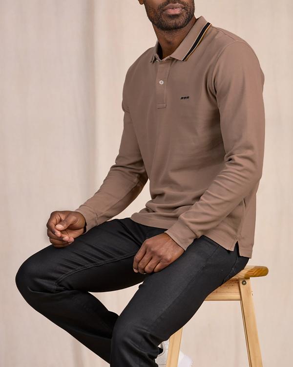 Polo détail col beige