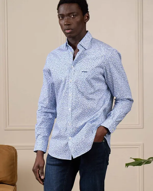 Chemise fantaisie bleu