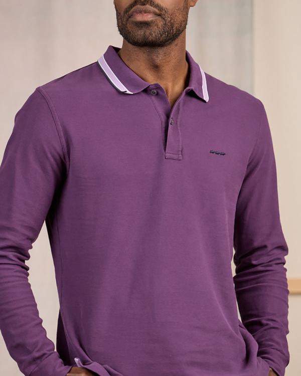 Polo détail col violet