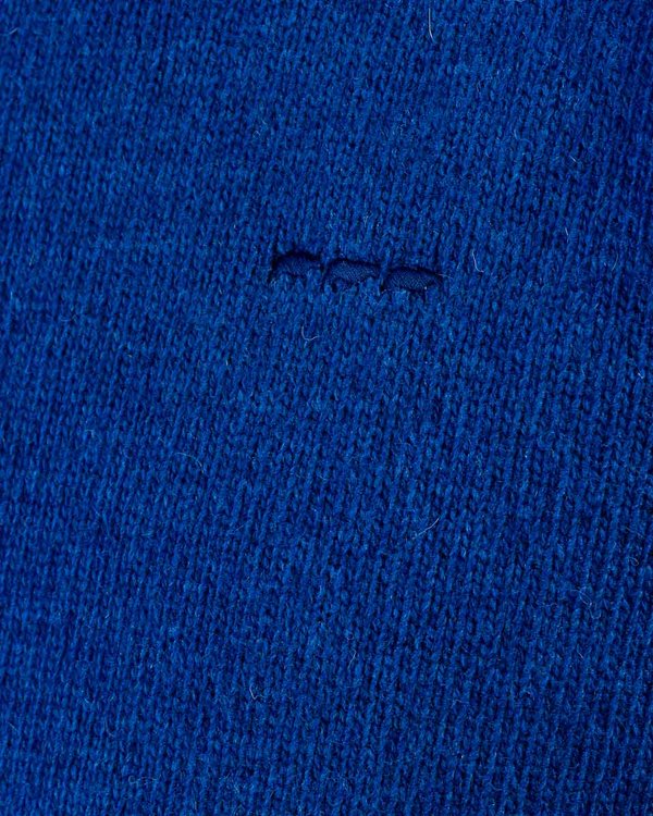 Pull à col rond tricoté manches longues en laine mérinos bleu
