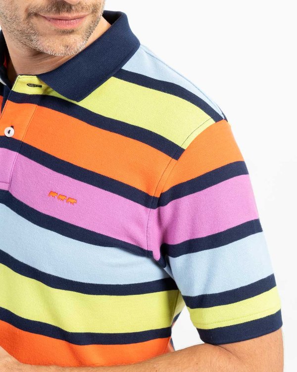 Polo rayures pastel regular fit en coton rose